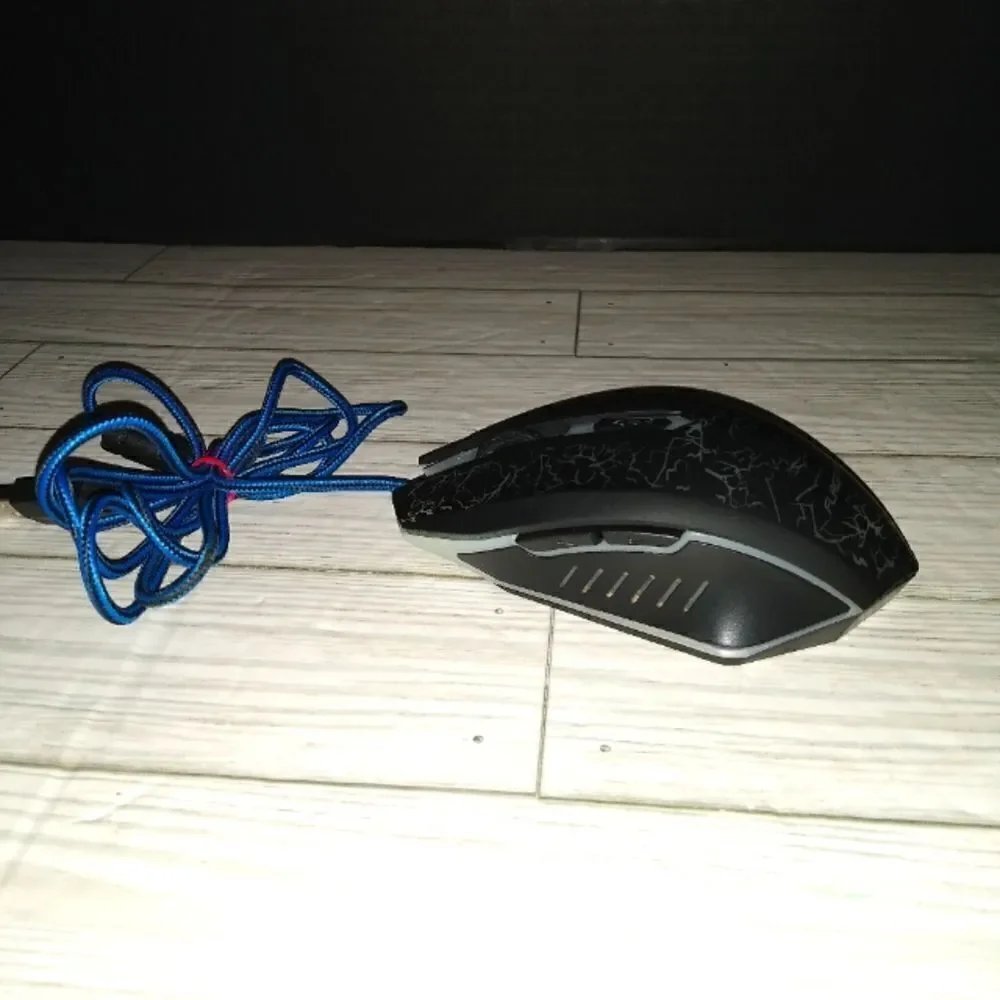 CPI Flagpower USB Wired Optical Gaming Computer Laptop Mouse Blue Cord
